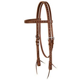 Horse Headstall, Straight Browband, Brown Oiled Leather, Tie Ends, 3 4-In. For Sale