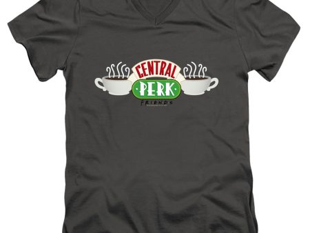 FRIENDS : CENTRAL PERK LOGO S\S ADULT V NECK T-SHIRT 30\1 Charcoal LG Discount