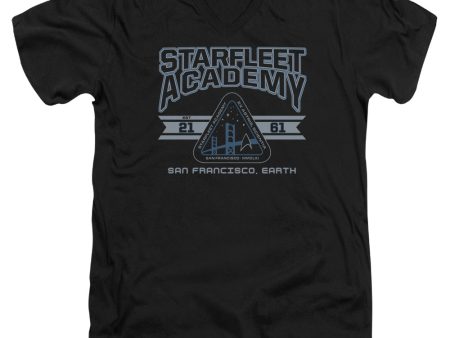 STAR TREK : STARFLEET ACADEMY EARTH S\S ADULT V NECK T-SHIRT 30\1 Black 2X Online Sale