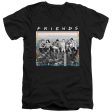 FRIENDS : LUNCH BREAK ADULT V NECK T-SHIRT COTTON Black MD Supply