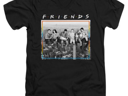 FRIENDS : LUNCH BREAK ADULT V NECK T-SHIRT COTTON Black MD Supply