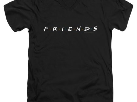 FRIENDS : LOGO ADULT V NECK T-SHIRT COTTON Black SM Online Hot Sale