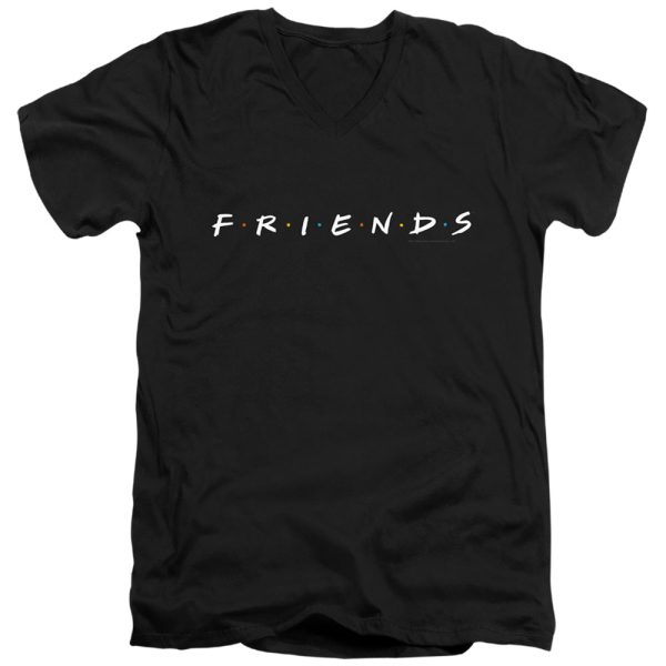 FRIENDS : LOGO ADULT V NECK T-SHIRT COTTON Black SM Online Hot Sale