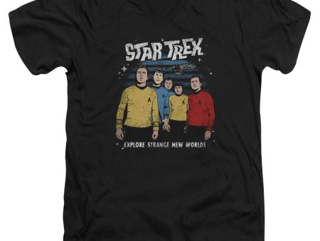 STAR TREK : STANGE NEW WORLD S\S ADULT V NECK T-SHIRT 30\1 Black 2X Hot on Sale