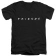 FRIENDS : LOGO ADULT V NECK T-SHIRT COTTON Black MD Cheap