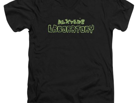 DEXTER S LABORATORY : DEXTER S LOGO S\S ADULT V NECK T-SHIRT 30\1 Black LG Supply