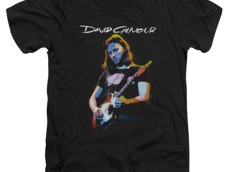 DAVID GILMOIR : GUITAR GILMOIR S\S ADULT V NECK T-SHIRT 30\1 Black LG on Sale