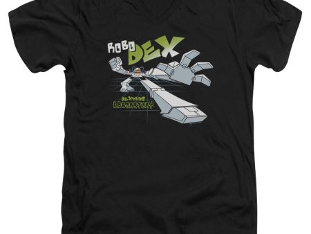 DEXTER S LABORATORY : ROBO DEX S\S ADULT V NECK T-SHIRT 30\1 BLACK SM Supply