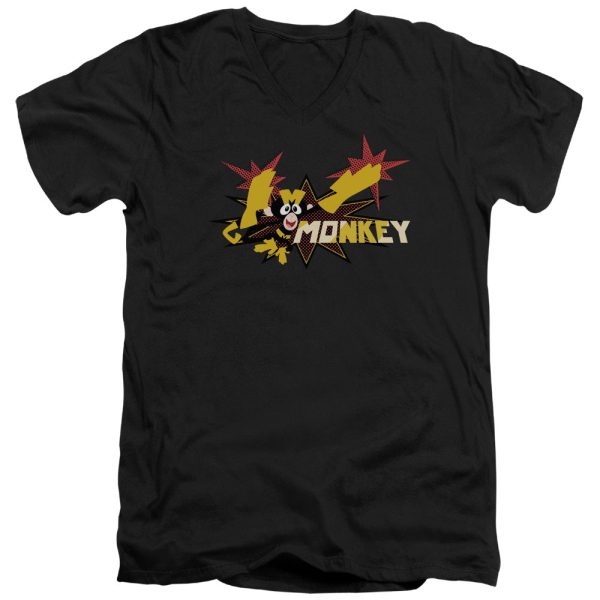 DEXTER S LABORATORY : MONKEY S\S ADULT V NECK T-SHIRT 30\1 Black LG For Discount