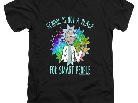 RICK AND MORTY : SCHOOL ADULT V NECK T-SHIRT COTTON Black LG Sale