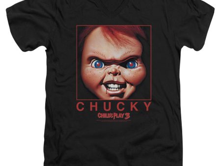 CHILD S PLAY 3 : CHUCKY SQUARED S\S ADULT V NECK T-SHIRT 30\1 Black XL Online Sale