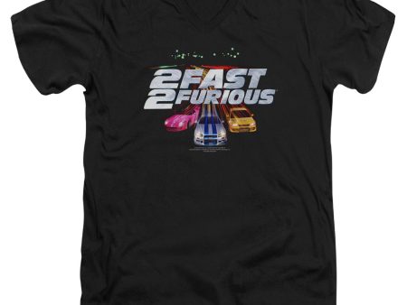 2 FAST 2 FURIOUS : LOGO S\S ADULT V NECK T-SHIRT 30\1 BLACK LG For Cheap