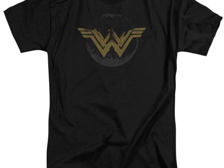 WONDER WOMAN MOVIE : DISTRESSED LOGO ADULT TALL T-SHIRT FIT SHORT SLEEVE Black XL Supply