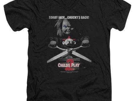 CHILD S PLAY 2 : JACK POSTER S\S ADULT V NECK T-SHIRT 30\1 Black LG For Sale