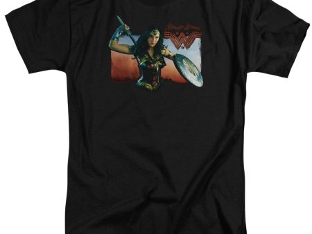 WONDER WOMAN MOVIE : WARRIOR WOMAN ADULT TALL T-SHIRT FIT SHORT SLEEVE Black 2X Discount