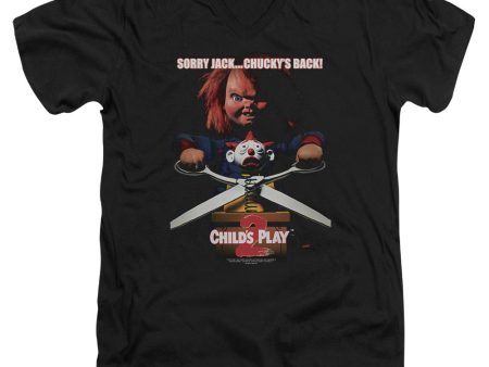 CHILD S PLAY 2 : CHUCKY S BACK S\S ADULT V NECK T-SHIRT 30\1 BLACK XL For Discount