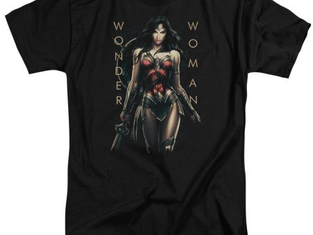 WONDER WOMAN MOVIE : ARMED AND DANGEROUS ADULT TALL T-SHIRT FIT SHORT SLEEVE Black XL Discount