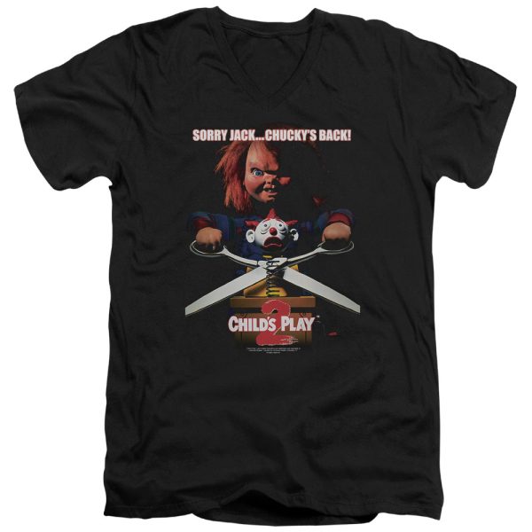 CHILD S PLAY 2 : CHUCKY S BACK S\S ADULT V NECK T-SHIRT 30\1 BLACK LG Online