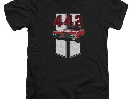 OLDSMOBILE : 442 S\S ADULT V NECK T-SHIRT 30\1 Black LG Online now