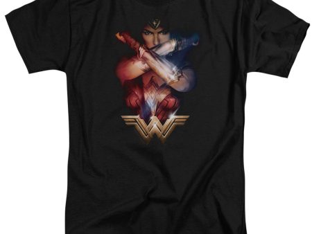 WONDER WOMAN MOVIE : ARMS CROSSED ADULT TALL T-SHIRT FIT SHORT SLEEVE Black 3X Supply